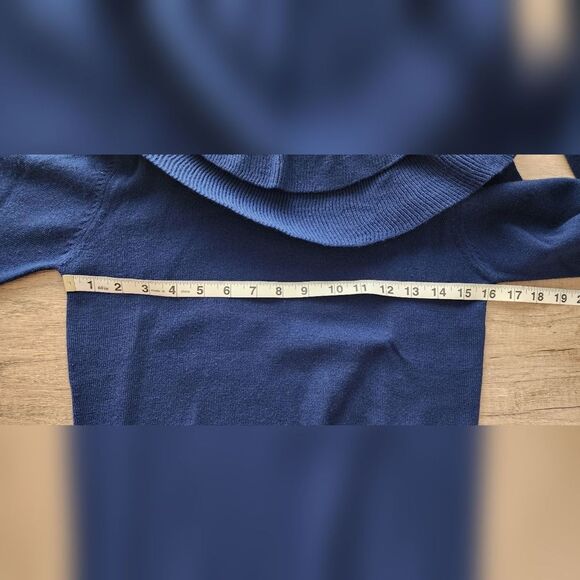 LORD & TAYLOR Sweater Lambswool  ‎ Navy Tiered Collar Women's Small Vintage 80's - Picture 6 of 6